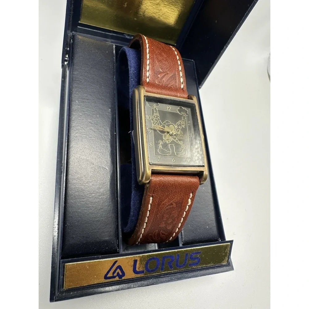 Disney Lorus V515-5150 New‎ Battery Mickey Mouse Cowboy Tank Watch 24MM Rare U
